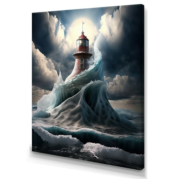 Designart Fantasy Lighthouse In The Arctic Ocean VI Canvas Wall Art
