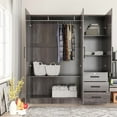 thumbnail image 6 of Better Home Product Violet Engineered Wood Wardrobe Armoire with Mirror in Gray, 6 of 7