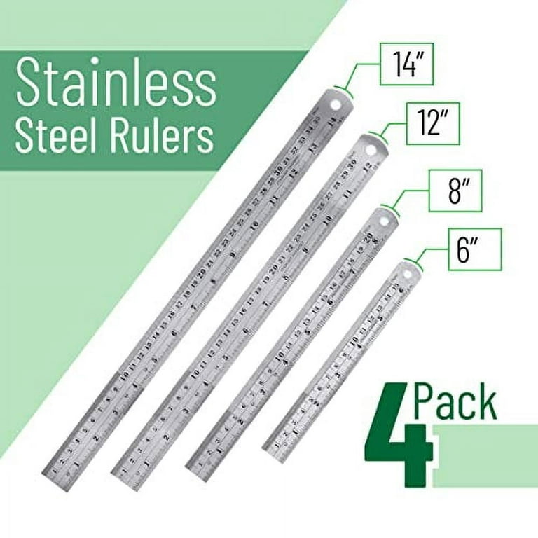 6 8 12 14 Inch Metal Rulers Pack of 4 Steel Rulers - China Steel Rulers, Metal  Rulers