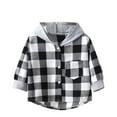 thumbnail image 5 of GYRATEDREAM Kids Boys Girls Flannel Shirts Kids Button Down Plaid Hoodie Shirt Casual Long Sleeve Sweatshirt Coats Fall Winter Lightweight Jacket for 3-14Y, 5 of 8