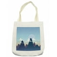 thumbnail image 1 of Nature Tote Bag, Digital Graphic Landscape of Mountains and Clouds on Pastel Horizon, Cloth Linen Reusable Bag for Shopping Books Beach and More, 16.5" X 14", Cream, by Ambesonne, 1 of 2