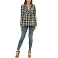 thumbnail image 2 of DARING DIVA Women's Plaid Notched Lapel Blazer Jacket S Black, 2 of 6