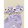 thumbnail image 5 of Newborn Baby Girls Clothes Rib Knit Ruffle Crew Neck Short Sleeve Daddy girl Letters Print Romper Shorts Hairband Cute Summer Outfit Set, 5 of 9