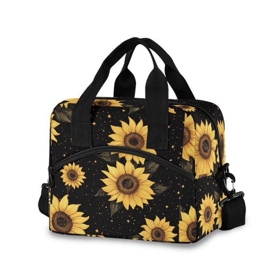 Vazzy Insulated Lunch Bag with Adjustable Strap - 10L Cooler Tote , Handheld & Crossbody Design，Yellow Sunflower