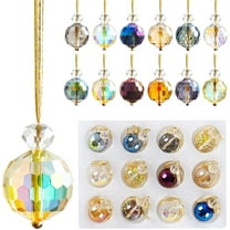 12 Pcs Glass Christmas Balls Ornaments, 0.98" Mini Multicolor Prism Ball Xmas Tree Decorations for Wedding Party Home Decor