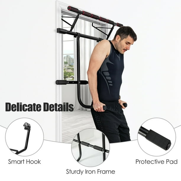 Door pull up bar with dip station hot sale