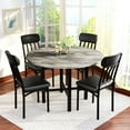 thumbnail image 3 of LinkRomat Round Dining Table Set for 4, Modern Dining Room Sets with 4 Faux Leather Chairs, Kitchen Dinner Wooden Table & Chair Set for Small Space, Grey, 3 of 10
