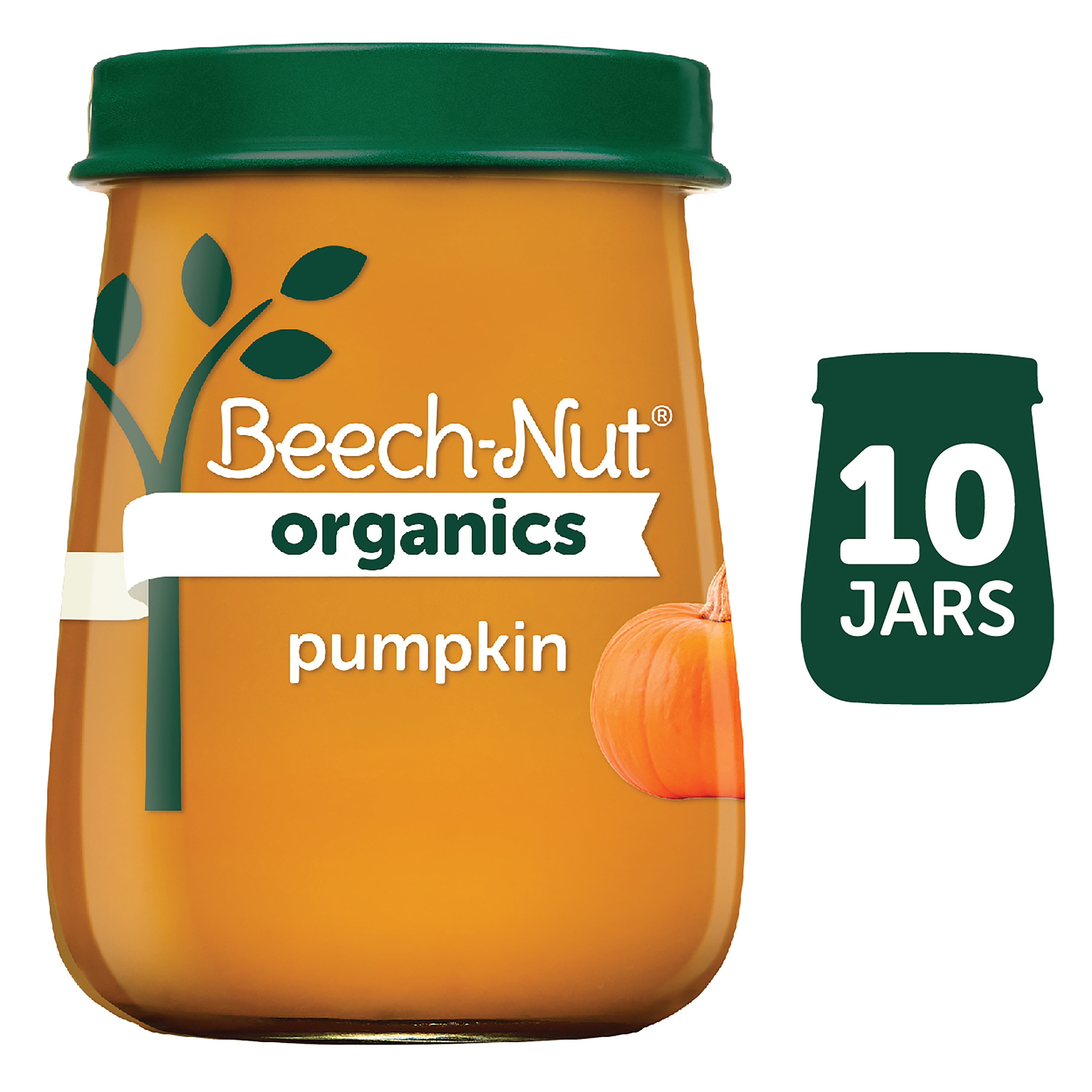 (10 Pack) BeechNut Organics Stage 1, Pumpkin Baby Food, 4 oz Jar