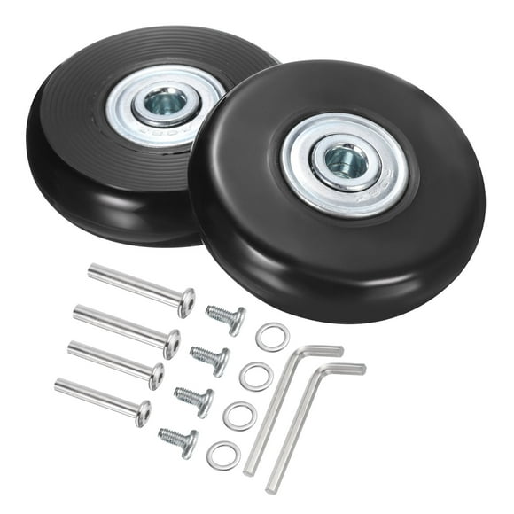 Uxcell Luggage Wheels Replacement 51 x 14 mm/2" x 0.6" for Suitcase, Black, 2 Set