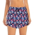 thumbnail image 4 of Lsque Skull flower blue Printed Women's Running Shorts with Liner Pockets,Elastic Quick Dry Workout Athletic Gym Yoga Shorts,Womens High Waist Shorts-X-Large, 4 of 9