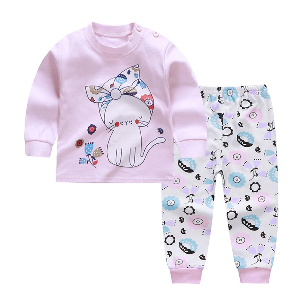 Top Clothes+Long Pants 2PCS Children Kids Boys Girls Cartoon Animal Set Outfit