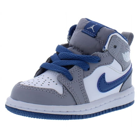 Nike Jordan 1 Mid Infant/Toddler Shoes Size 4, Color: Cement Grey/White/True Blue