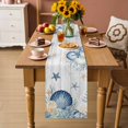 thumbnail image 2 of Navy Blue Shell Coastal Table Runner 90 Inches, Starfish Coral Wooden Ocean Sea Bed Runner Dresser Scarves Tabletop for Indoor Outdoor Parties/Ceremony/Banquet, 13" x 90", 2 of 9