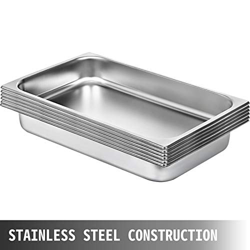Mophorn 6 Pack Hotel Pans Full Size 4 Inch Deep Steam Table Pan 22 Gauge 0  8mm Thick Stainless Steel 20 8 L x 12 8 W Full Size Hotel Pan Anti Jam 