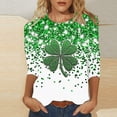 thumbnail image 2 of Summer Blouses for Women Dressy Casual,St Patrick's Day Shirt for Women Shamrock Printed Tops Round Neck 3/4 Sleeve T-Shirt Plus Size Casual Tunics Blouses, 2 of 5
