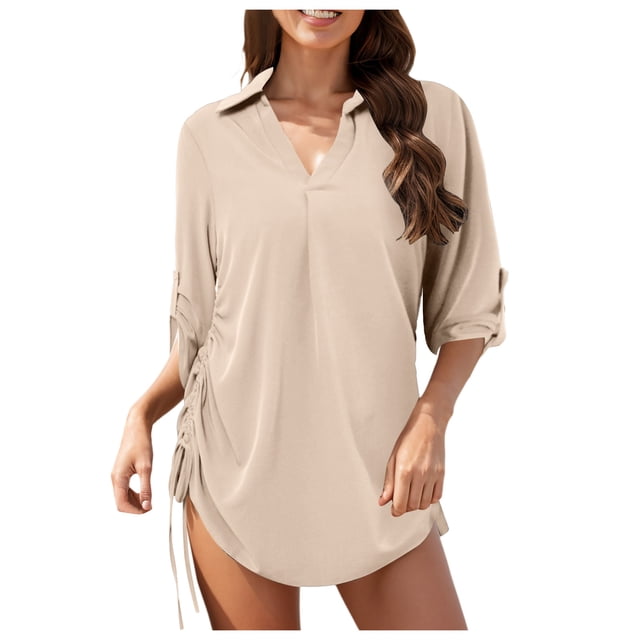 Youmylove Couverture de Maillot de Bain pour Femmes Couverture de Maillot de Bain Bikini Couverture de Maillot de Bain à Cordon Robe de Plage Chemise de Bain Crochet