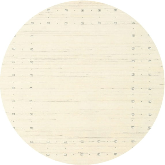 Ahgly Company Machine Washable Indoor Round Contemporary Parchment Beige Area Rugs, 6' Round