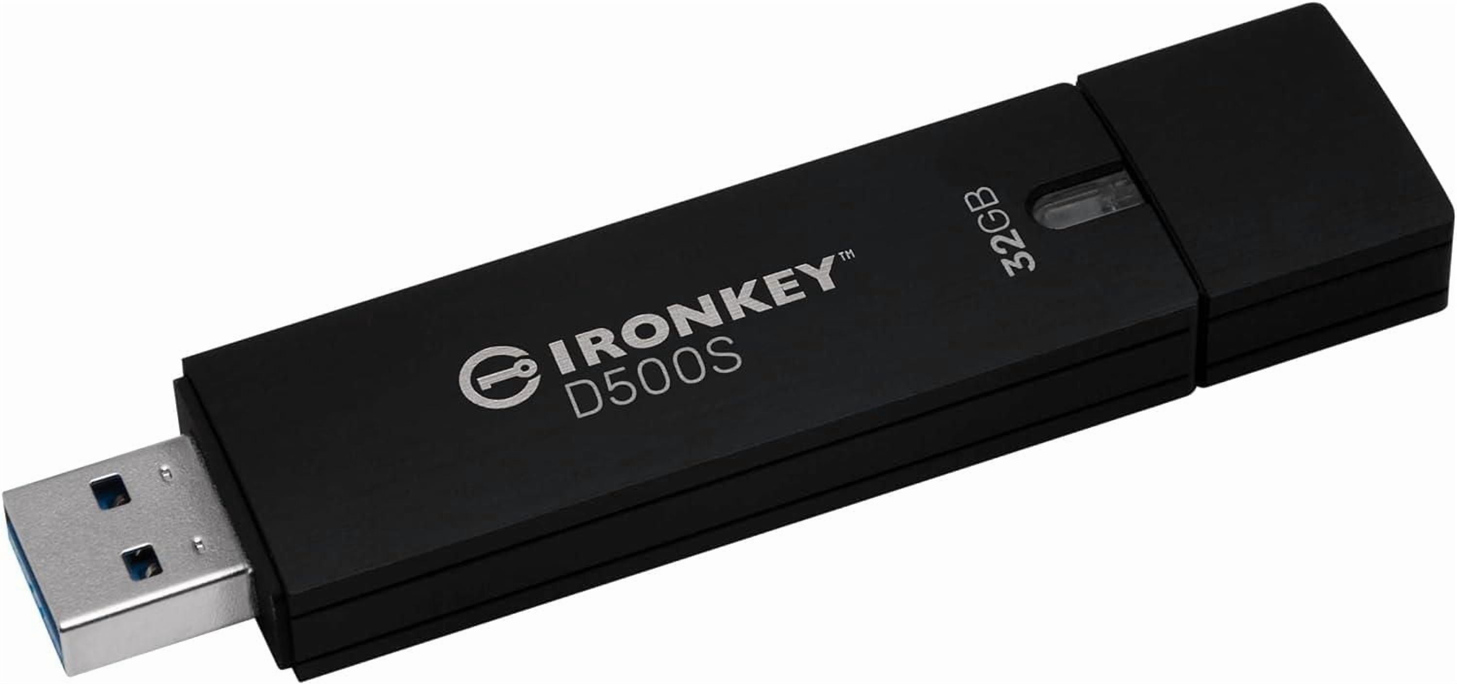 Kingston Ironkey D500S 32GB Encrypted Flash Drive | Dual Hidden Partition | FIPS 140-3 Level 3 | XTS-AES 256-bit | BadUSB and Brute Force Protection | Multi-Pin Option | IKD500S/32GB
