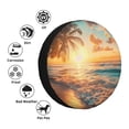 thumbnail image 4 of Fotbe Tropical Sunset Beach Scene Funda de Llanta de Repuesto con Estampado, Engrosada, Ajuste Universal para Jeep, Remolque, RV, SUV, Camión-17 inch, 4 of 6