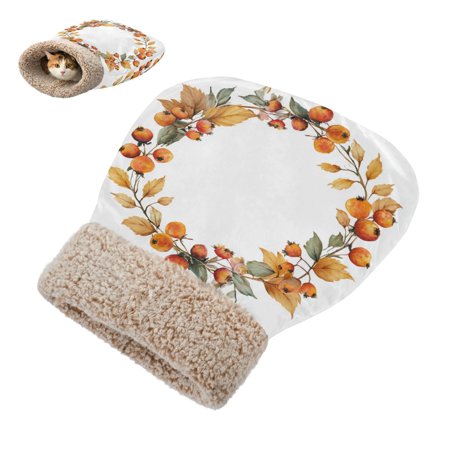 Winter Cat Sleeping Bag For Indoor Pet Sleeping Bag 18.9 x22.8 Watercolor Autumn Wreath