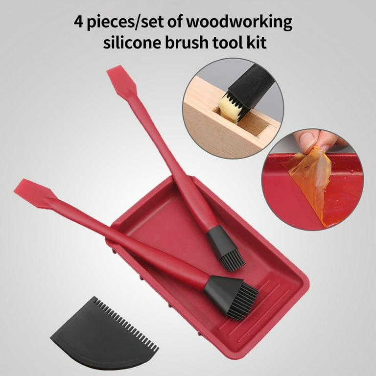 DoubleYi Wood Glue Brush 4Pcs Painting Tough Compact Silicone Glue Brush  Applicator Set 
