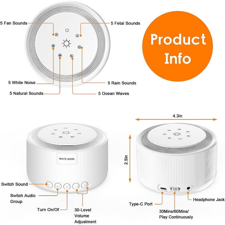 Portable White Noise Machine Sleep Sound Machine for Adult Baby Kids 30  Soothing Natural Sounds 35 Volume Levels Timer and Memory Feature - China White  Noise Machine Baby, White Noise Machine
