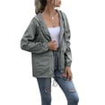 thumbnail image 4 of Women Waterproof Lightweight Raincoat Hooded Jacket Rain Jacket Outdoor Hooded Windbreaker Plus Size Solid Zipper Jackets, 4 of 8