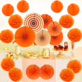 thumbnail image 3 of 20 Pcs Tissue Paper Pompoms, Paper Fans Fans and Honeycomb Balls Decorative Paper Kit for Birthday Wedding Baby Shower Parties Home Decorations - Orange, 3 of 7