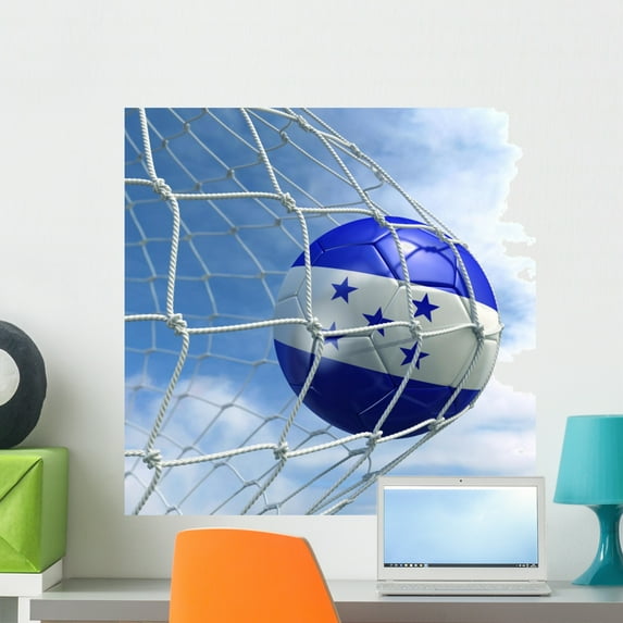 Soccerball Net Wall Mural by Wallmonkeys Peel and Stick Graphic (24 in W x 24 in H) WM49212