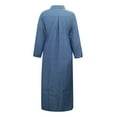 thumbnail image 7 of IDALL Maxi Dresses,Denim Dress Women Casual Solid Denim Dress V Neck Long Sleeve Button Pocket Loose Long Dress Casual Dresses,Long Sleeve Dress,Long Dresses Light Blue Dress S, 7 of 7