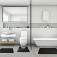 thumbnail image 6 of 3 Piece Memory Foam Bath Mat Set with U-Shaped Toilet Mat Bathroom Rugs Soft Comfortable Water Absorption Bath Carpet Non-Slip Thick Machine Washable for Kitchen/Living Room(Black), 6 of 9