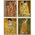 thumbnail image 2 of PixonSign Framed Wall Art Gustav Klimt The Kiss Golden Portraits Illustrations Posters, Set of 4 Vintage Humanities Fine Art Retro Canvas Prints for Home Decor - 11"x14" Natural, 2 of 5