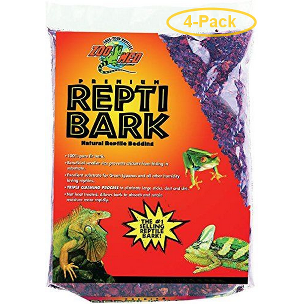 Zoo Med Premium Repti Bark Natural Reptile Bedding 4 Quarts Pack of 4
