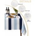thumbnail image 3 of Navy Blue Aqua Striped Tablecloth Square Table Cloth 60x60, Waterproof Outdoor Table Cloth Covers Decorative Table Protector, Farmhouse Stripe Art Washable Table Cover for Kitchen Dinning Party, 3 of 8