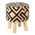thumbnail image 6 of REDEARTH Foot Stool - Handmade Jacquard Wooden 4 Legs Footrest for Living Room, Bedroom, Nursery, kidsroom, Patio, Gym (16"x14"x14"; Mustard), 6 of 9