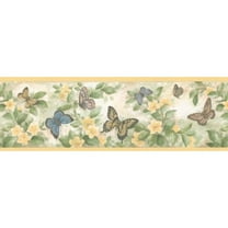 Brewster 137B38633 Kitchen Bath Bed Resource III Butterflies Wall Border, 6.875-Inch by 180-Inch, Yellow