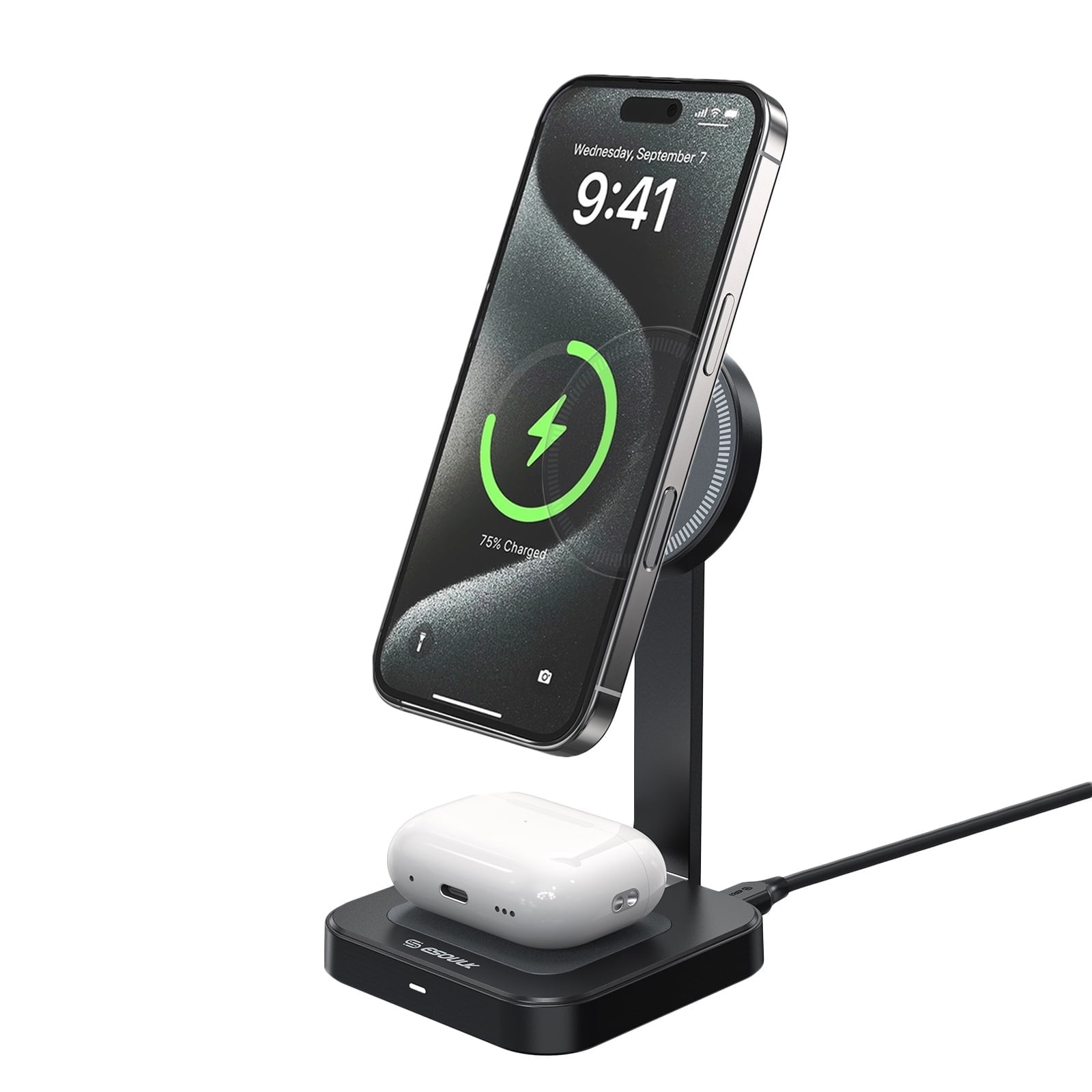 Esoulk 2-In-1  Magnetic Wireless Charger For iPhone 17 Pro Max and Airpods Pro 3