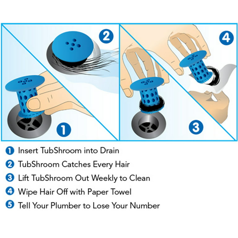TubShroom The Revolutionary Tub Drain Protector Hair Catcher/Strainer/Snare Blue