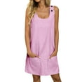 thumbnail image 3 of VBTAPA Womens Sleeveless Tank Dress Striped Casual Shift Dresses Trendy Summer Mini Dress with Pockets on Sale Pink XL, 3 of 7