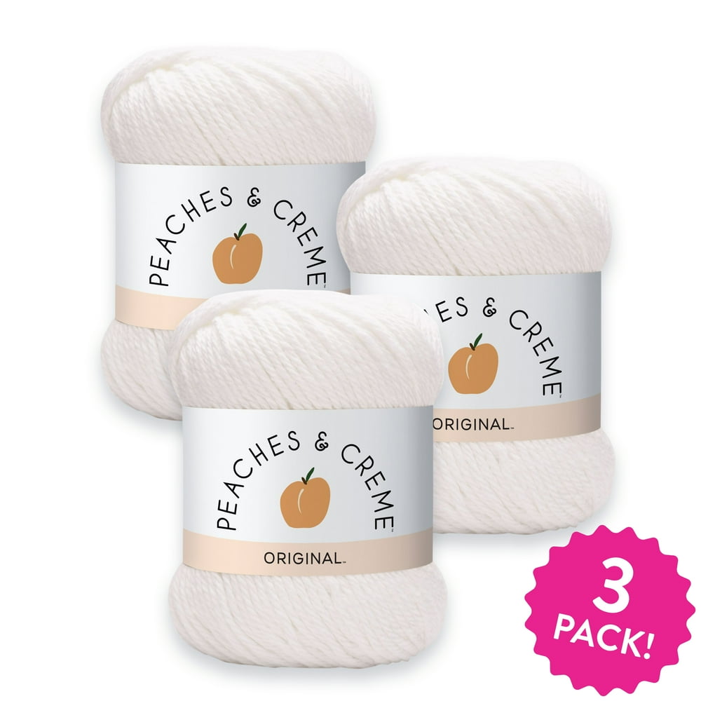 Peaches & Crème Cotton Yarn, White, 2.5oz(70.9g), Medium, Cotton, 3