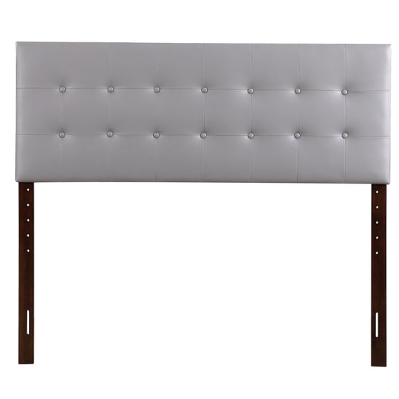 Queen Size Tufted Upholstered Bed Headboard, Light Grey PU with Adjustable Height