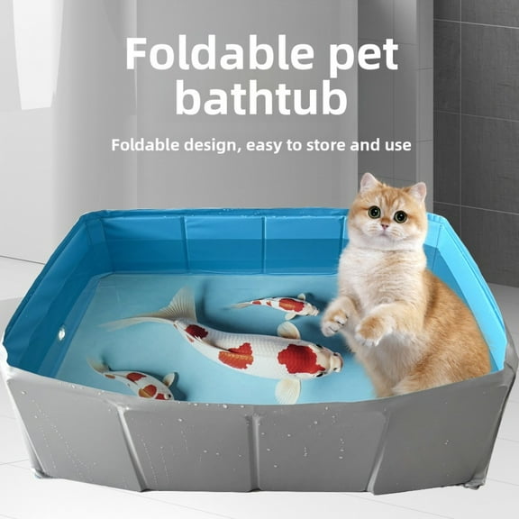 Foldable Pet Shower & Bath Tub with Drain, Portable for Dogs & Cats