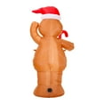 thumbnail image 3 of US Plug 5ft Lighted Inflatable Gingerbread Man with Santa Hat & Candy Cane - 190T Waterproof Polyester LED Outdoor/Indoor Christmas Decoration, Includes Blower, Tethers, Stakes & Water Bags for, 3 of 7