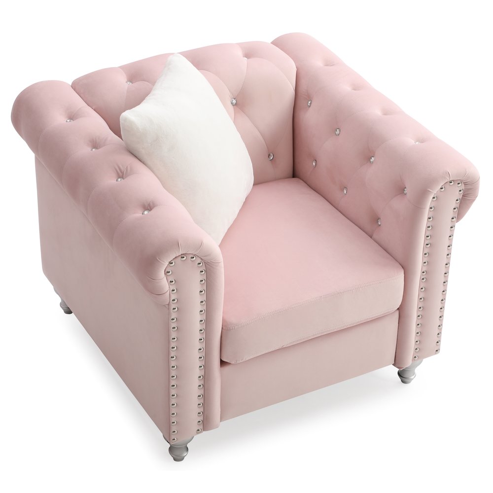 Glory Furniture Raisa Accent Chair in Pink Color