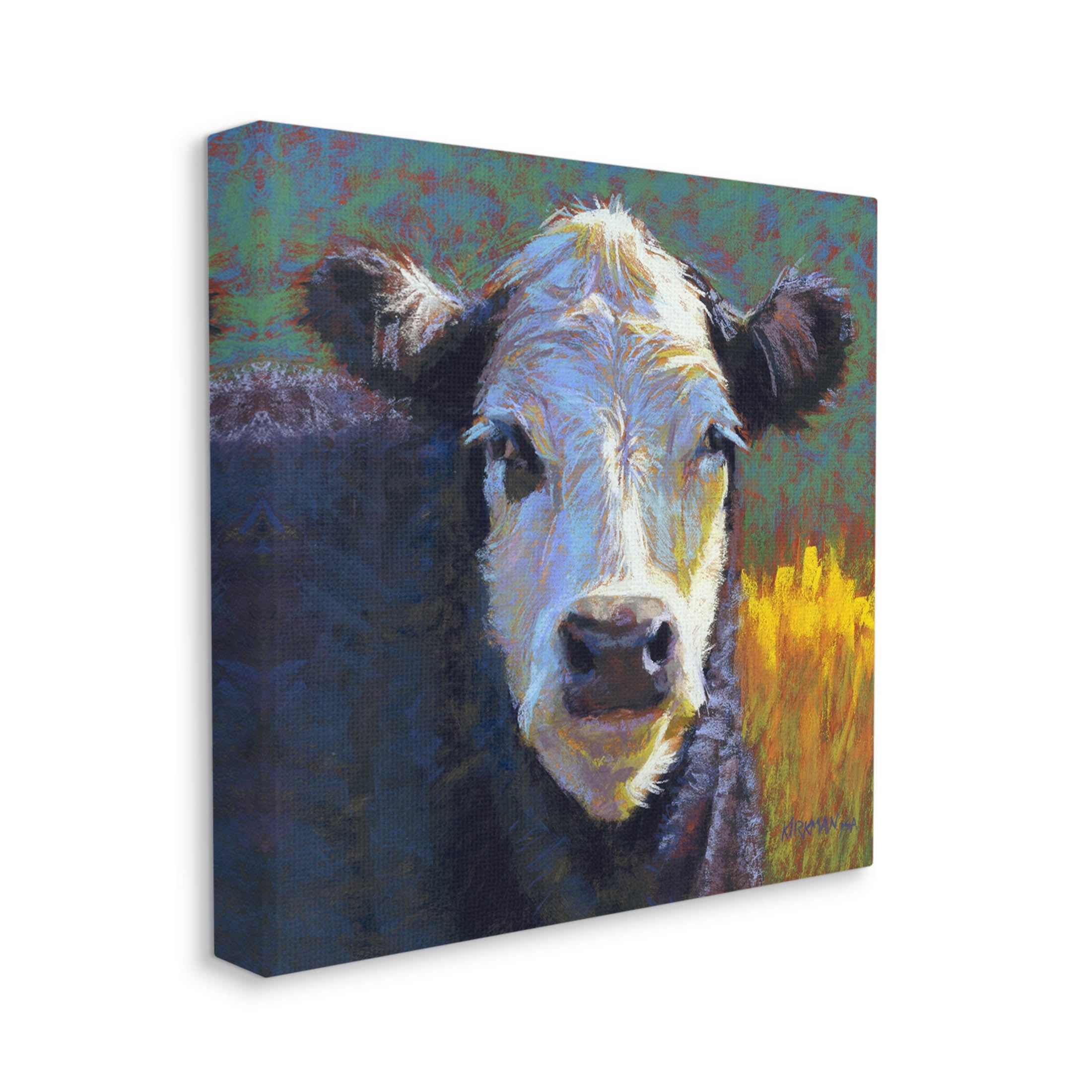 Fuzzy Cow Farm Animal Portrait Animals & Insects Painting Gallery Wrapped Canvas Print Wall Art