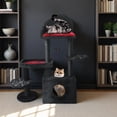 thumbnail image 6 of ZephyPaws 44.5" Black Gothic Halloween Cat Tree with Coffin Bed, Scratching Posts & Spooky Cat House, Black & Red, 6 of 10