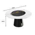 thumbnail image 7 of Magic Home 53.15” White Sintered Stone Round Dining Table with 23.62” White Slate Round Turntable for 6 People with Black Solid Stainless Steel Base, 7 of 7