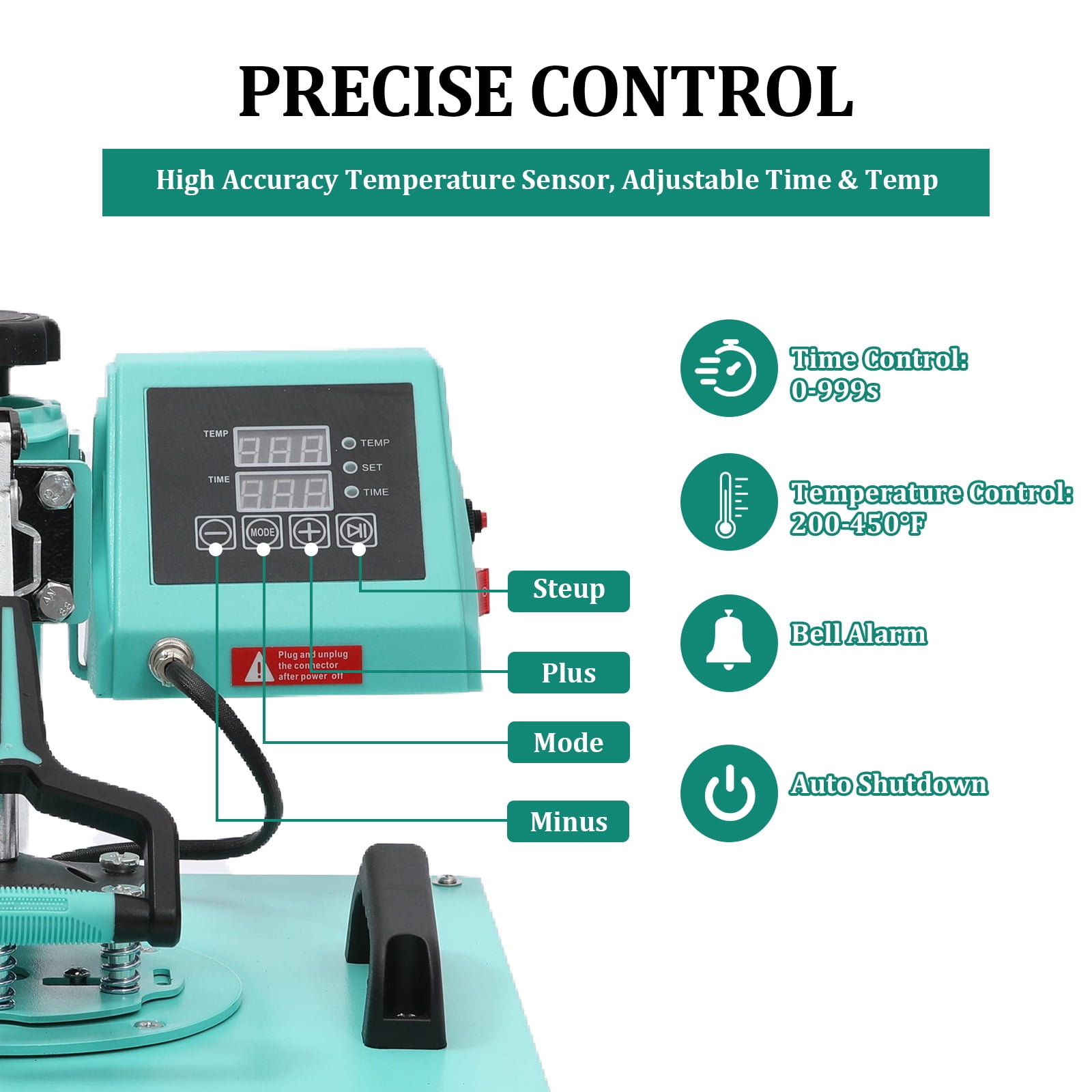5-in-1 Heat Press Machine, Multifunction Heat Transfer Press for T-Shirts, Hats, Mugs, Plates