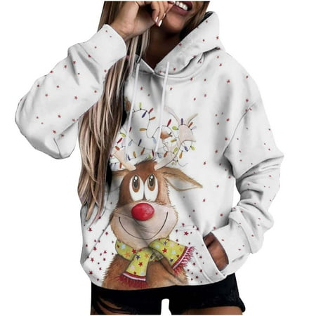 

Simplmasygenix Hoodies for Women Plus Size Women Winter Long Sleeve Printed Sweater Hat Casual Top Hooded Sweater
