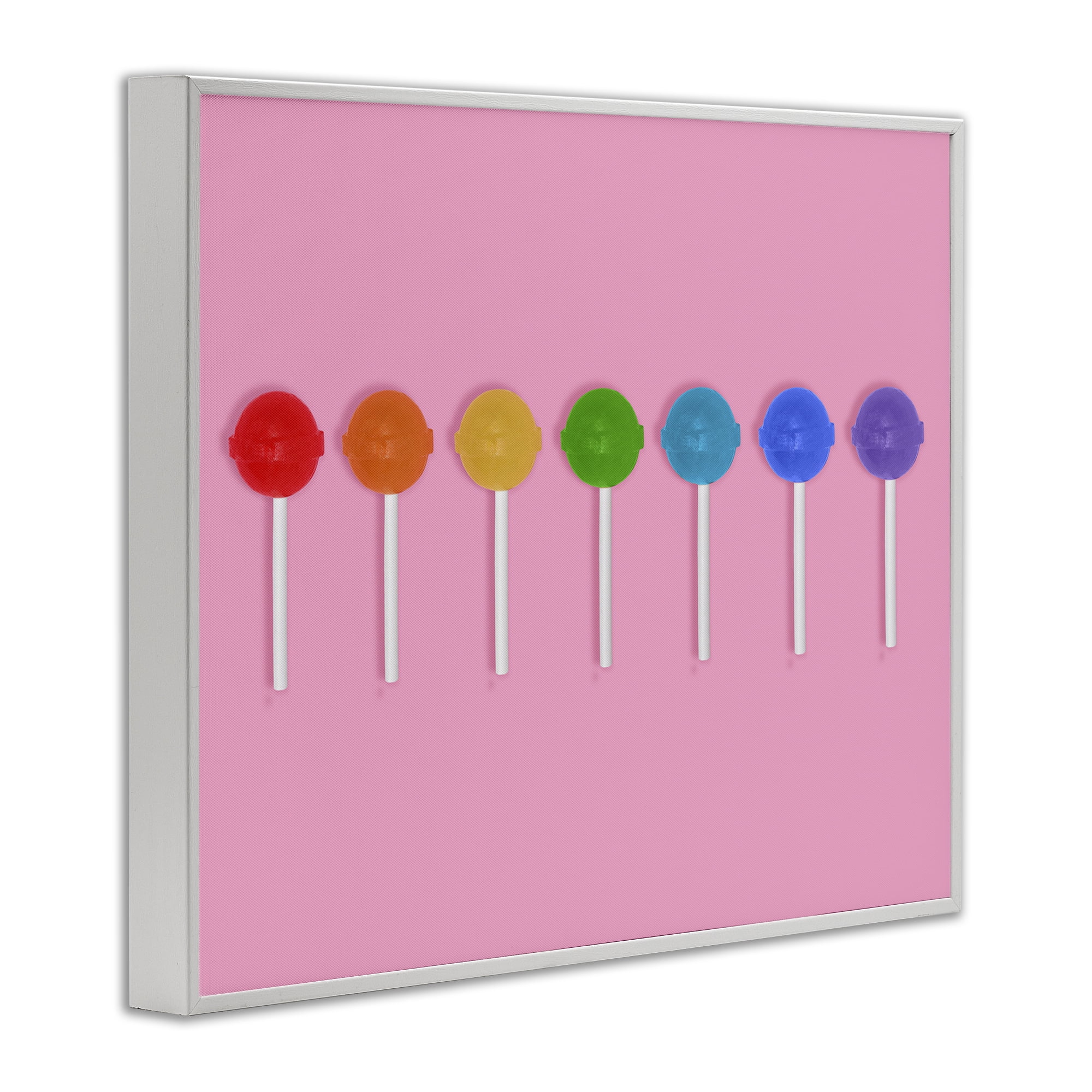Stupell Industries Row of Rainbow Lollipops White Framed Giclee Art, design by LISH Creative